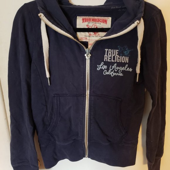 True Religion Tops Navy Blue True Religion Hoodie Poshmark